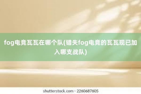 fog电竞瓦瓦在哪个队(错失fog电竞的瓦瓦现已加入哪支战队)