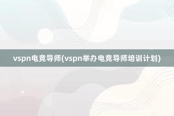 vspn电竞导师(vspn举办电竞导师培训计划)