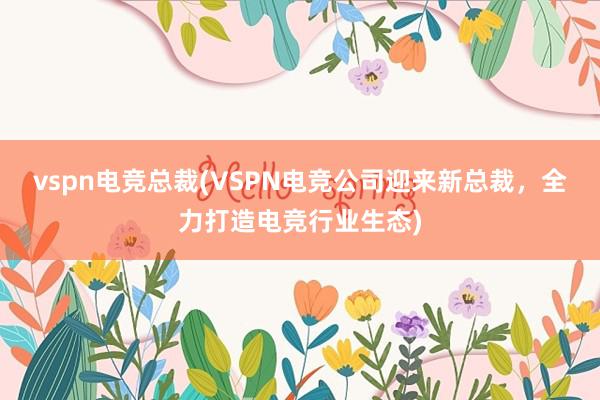 vspn电竞总裁(VSPN电竞公司迎来新总裁，全力打造电竞行业生态)