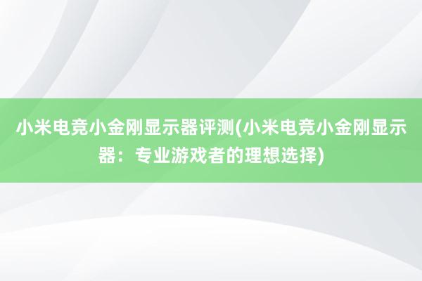 小米电竞小金刚显示器评测(小米电竞小金刚显示器：专业游戏者的理想选择)