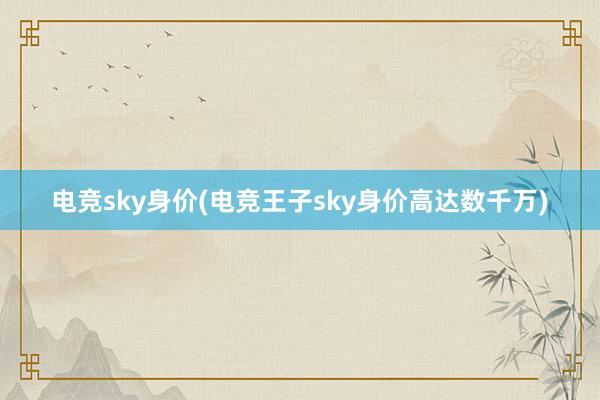 电竞sky身价(电竞王子sky身价高达数千万)