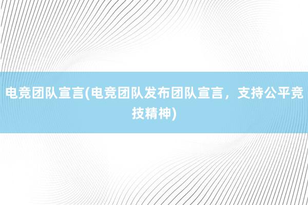 电竞团队宣言(电竞团队发布团队宣言，支持公平竞技精神)