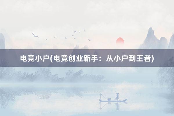 电竞小户(电竞创业新手：从小户到王者)