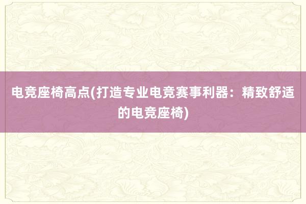 电竞座椅高点(打造专业电竞赛事利器：精致舒适的电竞座椅)