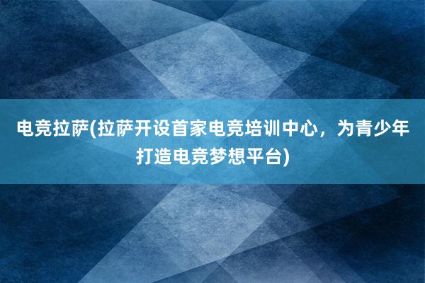 电竞拉萨(拉萨开设首家电竞培训中心，为青少年打造电竞梦想平台)