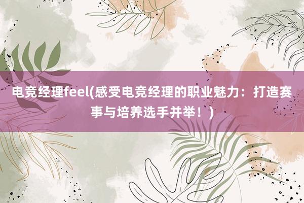 电竞经理feel(感受电竞经理的职业魅力：打造赛事与培养选手并举！)