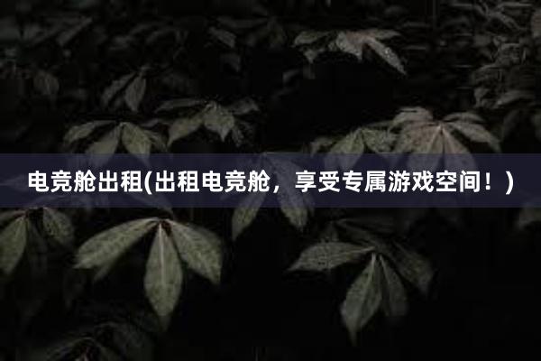 电竞舱出租(出租电竞舱，享受专属游戏空间！)