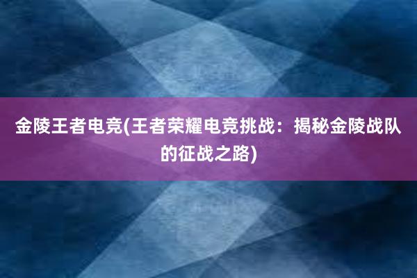 金陵王者电竞(王者荣耀电竞挑战：揭秘金陵战队的征战之路)