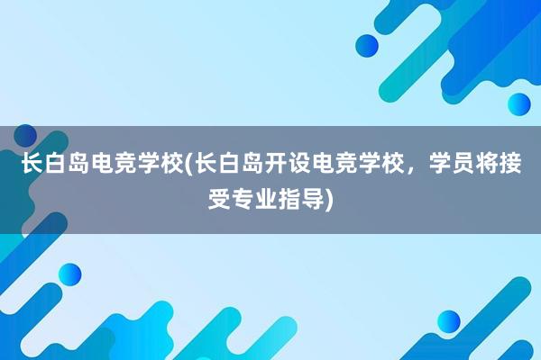 长白岛电竞学校(长白岛开设电竞学校，学员将接受专业指导)