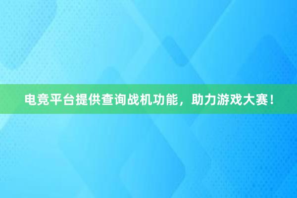 电竞平台提供查询战机功能，助力游戏大赛！