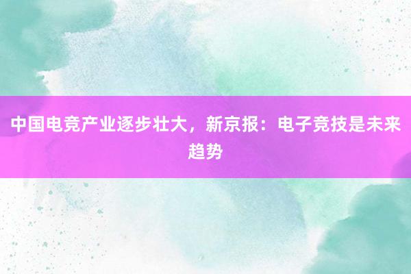 中国电竞产业逐步壮大，新京报：电子竞技是未来趋势