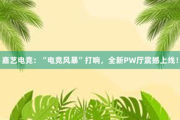 嘉艺电竞：“电竞风暴”打响，全新PW厅震撼上线！