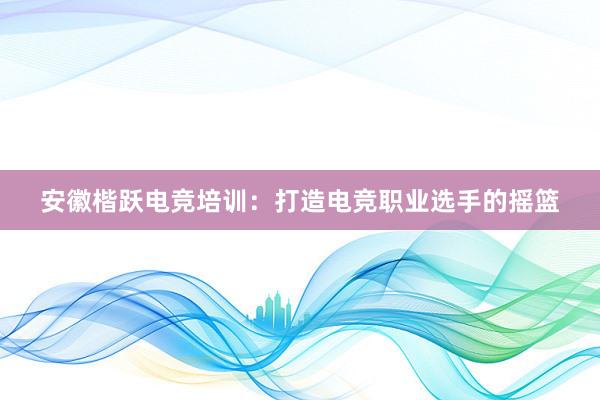 安徽楷跃电竞培训：打造电竞职业选手的摇篮