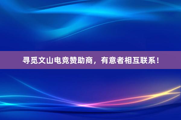 寻觅文山电竞赞助商，有意者相互联系！