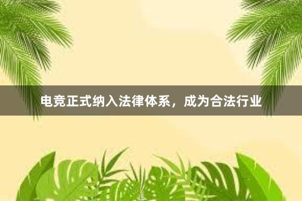 电竞正式纳入法律体系，成为合法行业