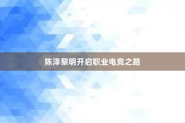 陈泽黎明开启职业电竞之路