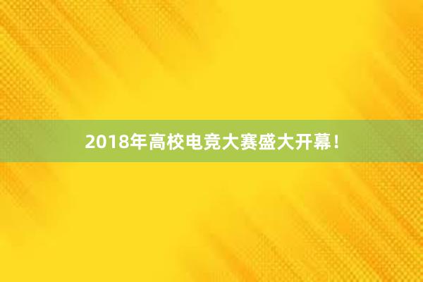 2018年高校电竞大赛盛大开幕！