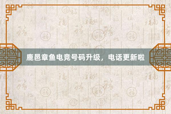 鹿邑章鱼电竞号码升级，电话更新啦